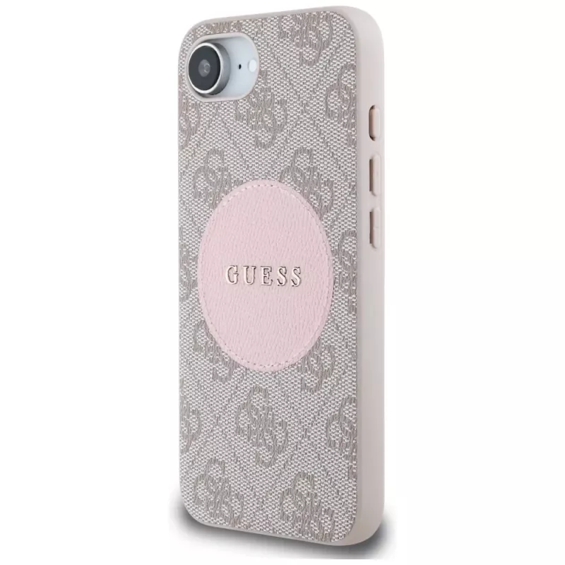 Guess 4G Circle Classic Logo MagSafe puzdro pre iPhone 16e - ružová