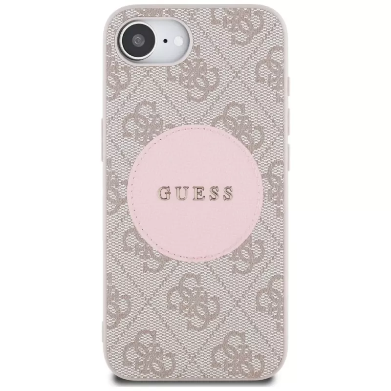 Guess 4G Circle Classic Logo MagSafe puzdro pre iPhone 16e - ružová