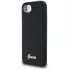 Guess Silicone Script Metal Logo MagSafe puzdro pre iPhone 16e (čierna)