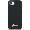 Guess Silicone Script Metal Logo MagSafe puzdro pre iPhone 16e (čierna)