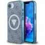 Guess IML Metal Glitter 4G Circle Triangle MagSafe puzdro pre iPhone 16e (modrá)