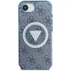 Guess IML Metal Glitter 4G Circle Triangle MagSafe puzdro pre iPhone 16e (modrá)