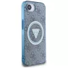 Guess IML Metal Glitter 4G Circle Triangle MagSafe puzdro pre iPhone 16e (modrá)