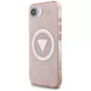 Guess IML Metal Glitter 4G Circle Triangle MagSafe puzdro pre Apple iPhone 16e (ružová)