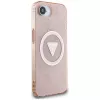 Guess IML Metal Glitter 4G Circle Triangle MagSafe puzdro pre Apple iPhone 16e (ružová)