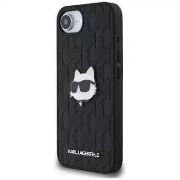 KARL LAGERFELD Monogram Choupette Head Pin puzdro pre iPhone 16e / 17e čierna