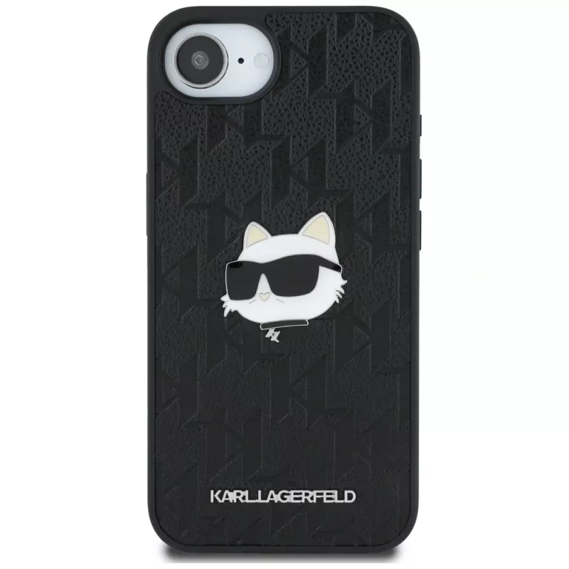 KARL LAGERFELD Monogram Choupette Head Pin puzdro pre iPhone 16e / 17e čierna