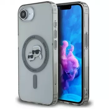 KARL LAGERFELD IML Metal Karl & Choupette Heads MagSafe puzdro pre iPhone 16e / 17e, čierna
