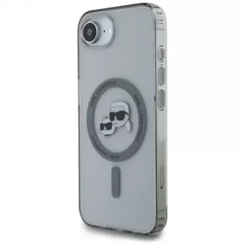 KARL LAGERFELD IML Metal Karl & Choupette Heads MagSafe puzdro pre iPhone 16e / 17e, čierna