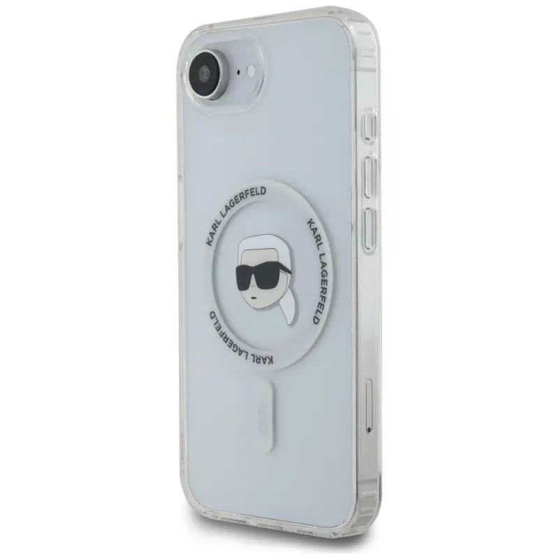 Karl Lagerfeld IML Metal Karl Head MagSafe puzdro pre iPhone 16e/17e biela