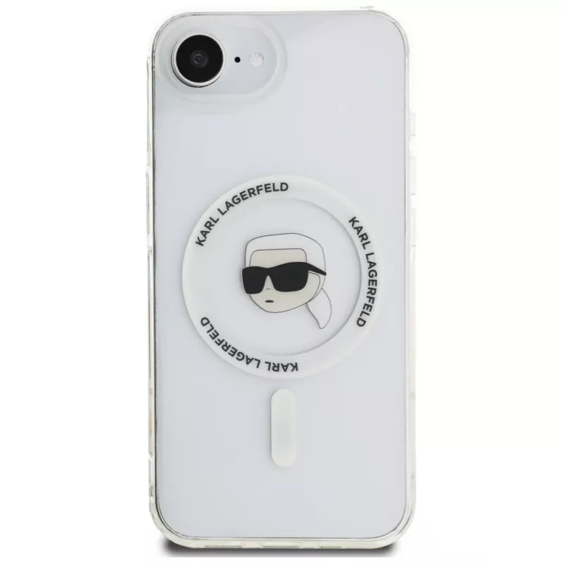 Karl Lagerfeld IML Metal Karl Head MagSafe puzdro pre iPhone 16e/17e biela