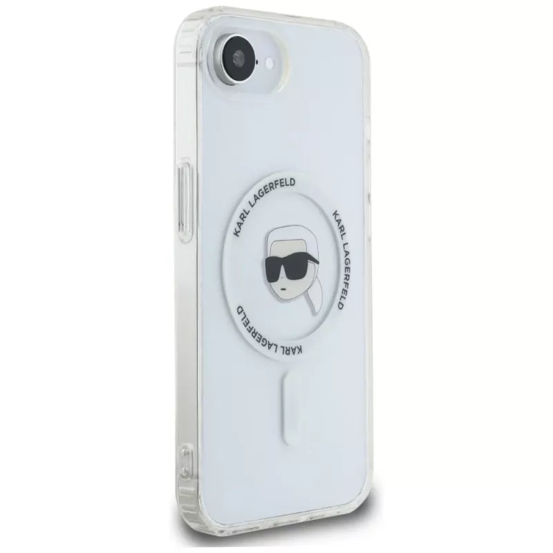 Karl Lagerfeld IML Metal Karl Head MagSafe puzdro pre iPhone 16e/17e biela