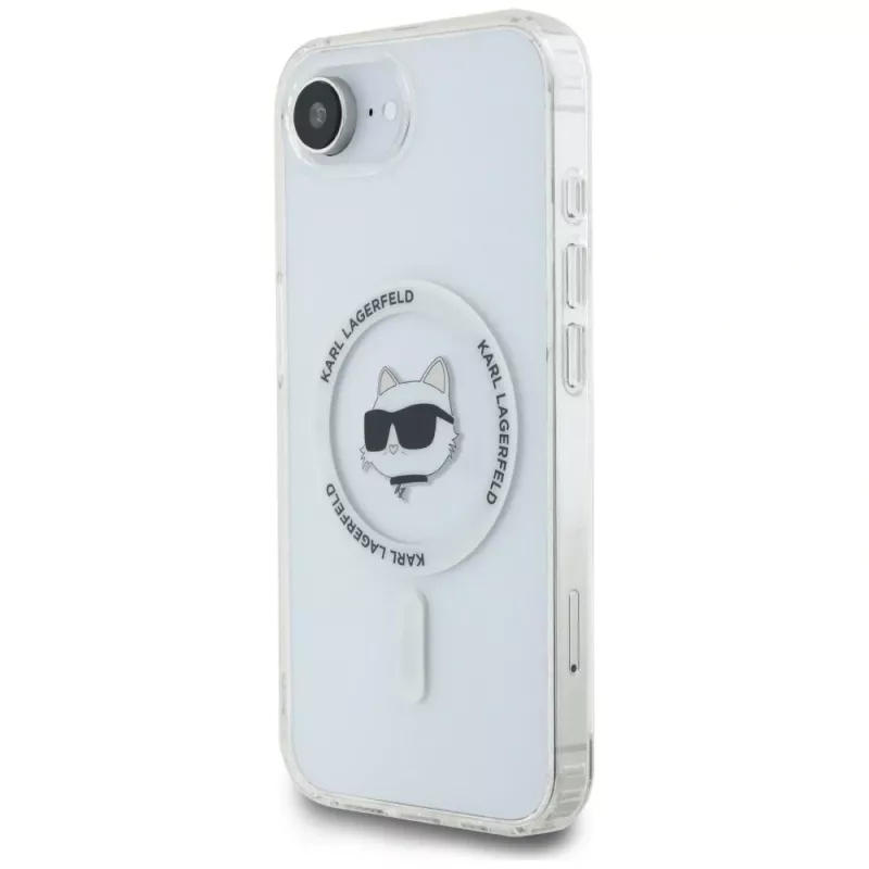 KARL LAGERFELD IML Metal Choupette Head MagSafe puzdro pre iPhone 16e / 17e biela