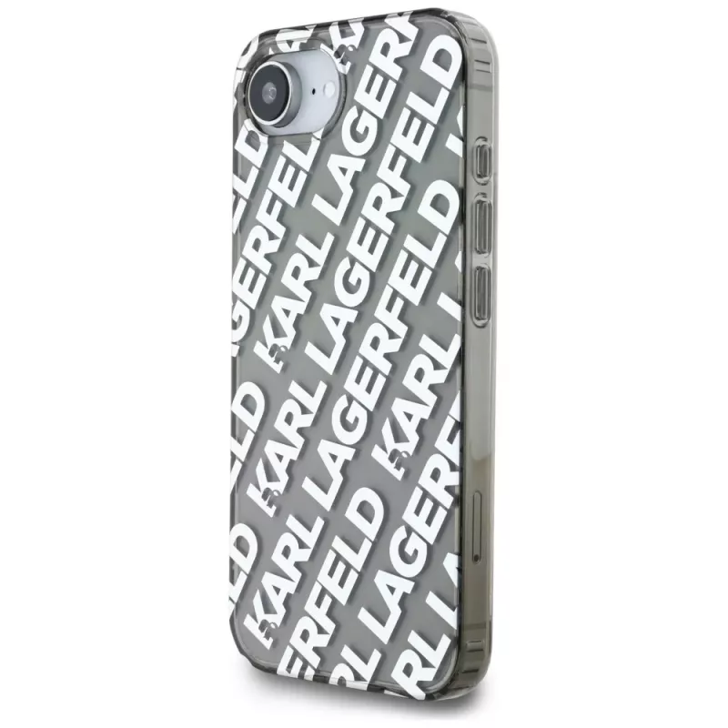 KARL LAGERFELD IML Repeat Logo puzdro pre Apple iPhone 16e / 17e - strieborná