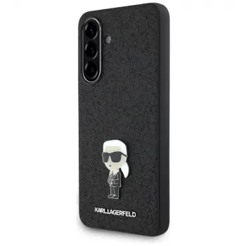 KARL LAGERFELD Fixed Glitter Ikonik Logo Metal Pin puzdro pre Samsung Galaxy A36 - čierna