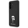 KARL LAGERFELD Fixed Glitter Ikonik Logo Metal Pin puzdro pre Samsung Galaxy A36 - čierna