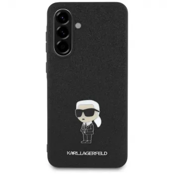KARL LAGERFELD Fixed Glitter Ikonik Logo Metal Pin puzdro pre Samsung Galaxy A36 - čierna