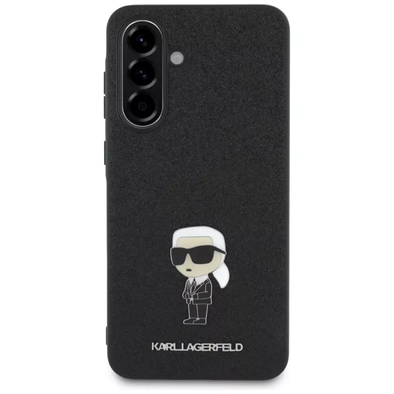 Karl Lagerfeld Fixed Glitter Ikonik Logo Metal Pin zadné puzdro pre Samsung Galaxy A56 5G (čierna)