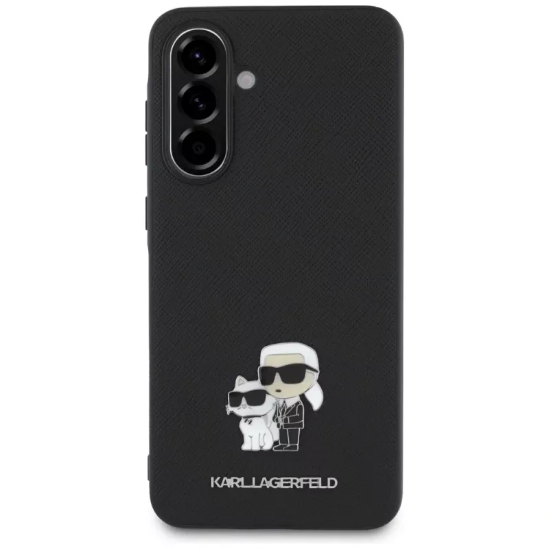 Karl Lagerfeld Saffiano K&C Metal Logo puzdro pre Samsung Galaxy A56 5G, čierna