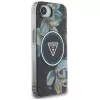 Guess IML Metal Glitter Flowers Triangle MagSafe puzdro pre Apple iPhone 16e (čierna)