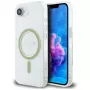 Guess IML Glitter Circle MagSafe puzdro pre iPhone 16e (transparentná)