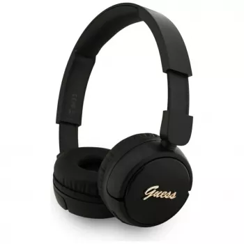 Guess Metal Logo Script bezdrôtové Bluetooth 5.3 náhlavné slúchadlá, čierna