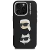 KARL LAGERFELD FW Grained Karl & Choupette Heads Pins puzdro pre iPhone 16 Pro, čierna