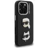 KARL LAGERFELD FW Grained Karl & Choupette Heads Pins puzdro pre iPhone 16 Pro, čierna