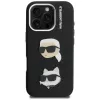 KARL LAGERFELD FW Grained Karl & Choupette Heads Pins puzdro pre iPhone 16 Pro Max, čierna