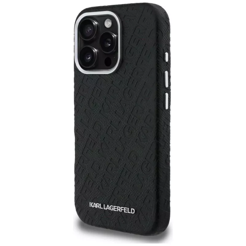 KARL LAGERFELD FW Stamped Karl MagSafe puzdro pre iPhone 16 Pro, čierna