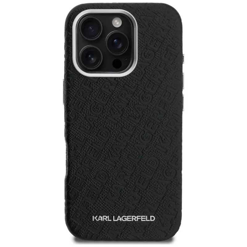 KARL LAGERFELD FW Stamped Karl MagSafe puzdro pre iPhone 16 Pro, čierna