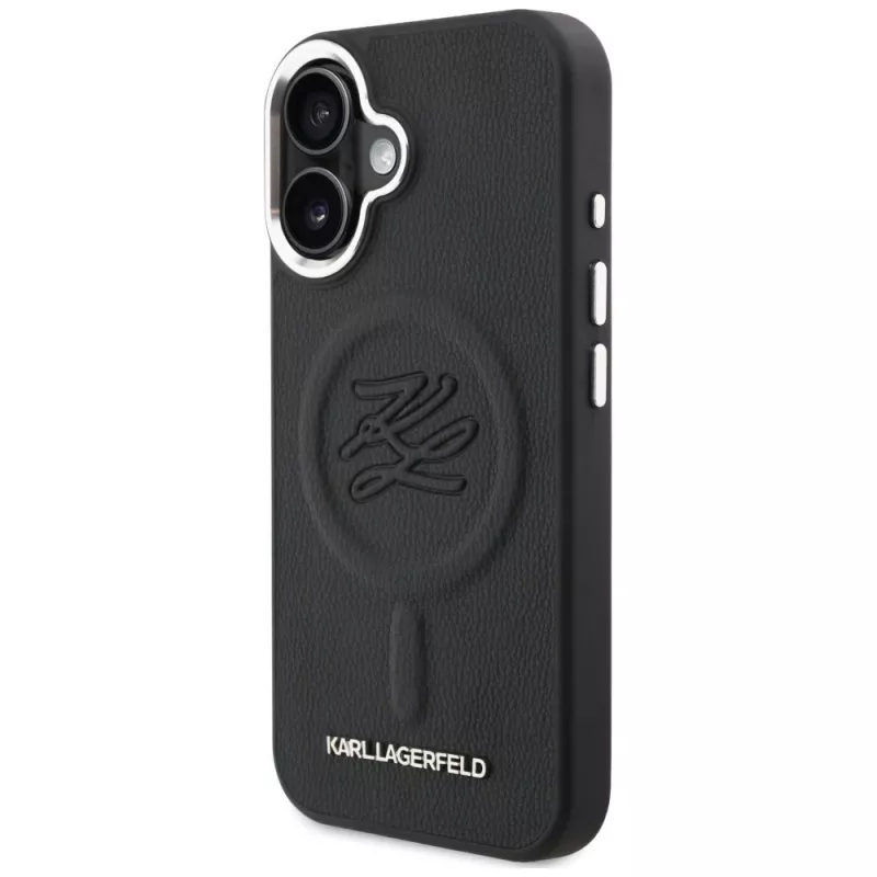 Karl Lagerfeld Initial & Metal Logo MagSafe puzdro pre Apple iPhone 16, čierna