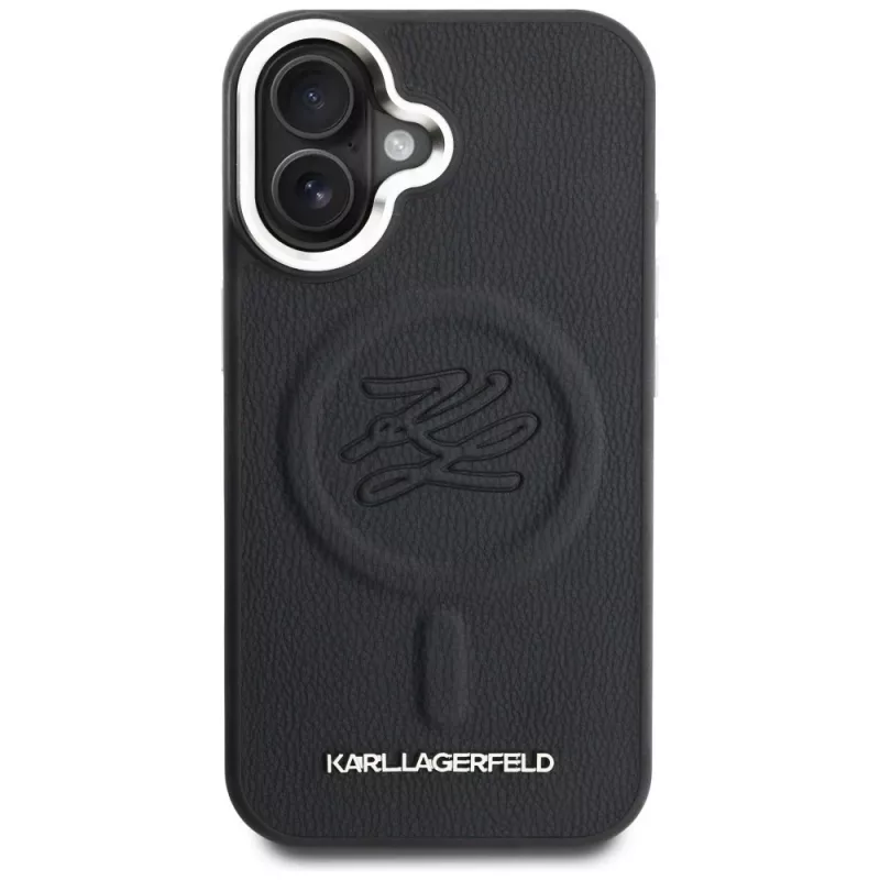 Karl Lagerfeld Initial & Metal Logo MagSafe puzdro pre Apple iPhone 16, čierna