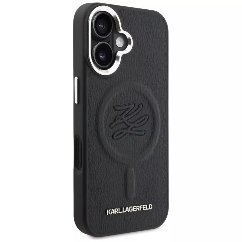 Karl Lagerfeld Initial & Metal Logo MagSafe puzdro pre Apple iPhone 16, čierna