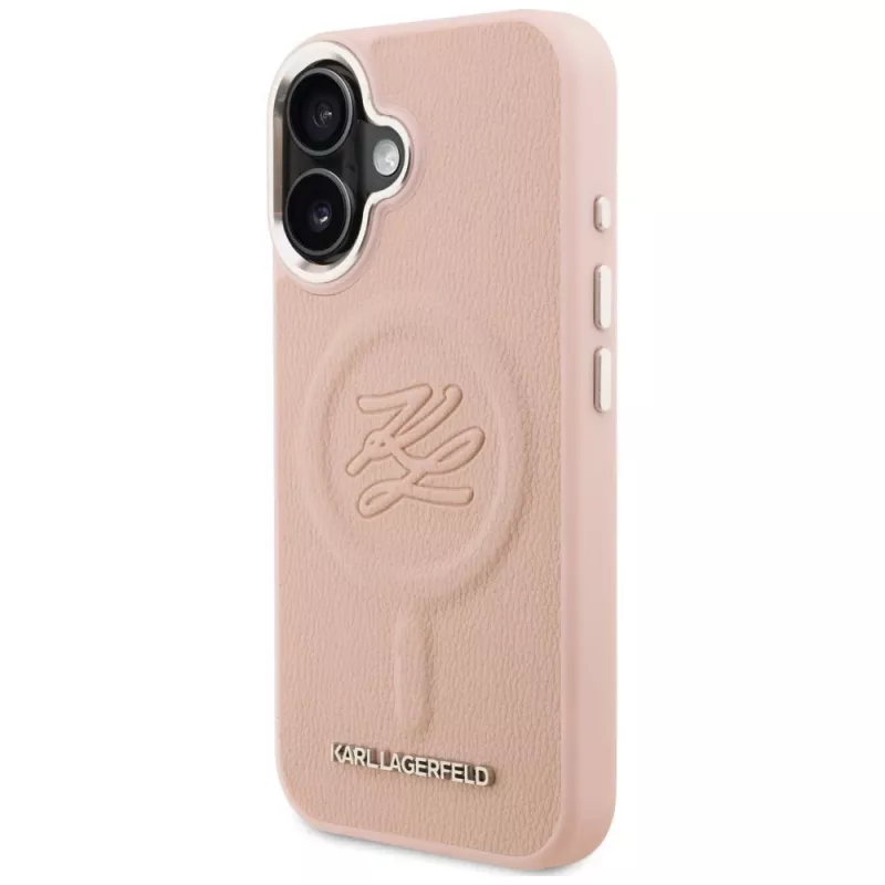 Karl Lagerfeld Initial & Metal Logo MagSafe puzdro pre iPhone 16 ružová