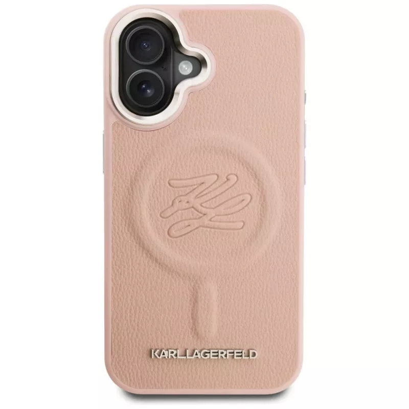 Karl Lagerfeld Initial & Metal Logo MagSafe puzdro pre iPhone 16 ružová