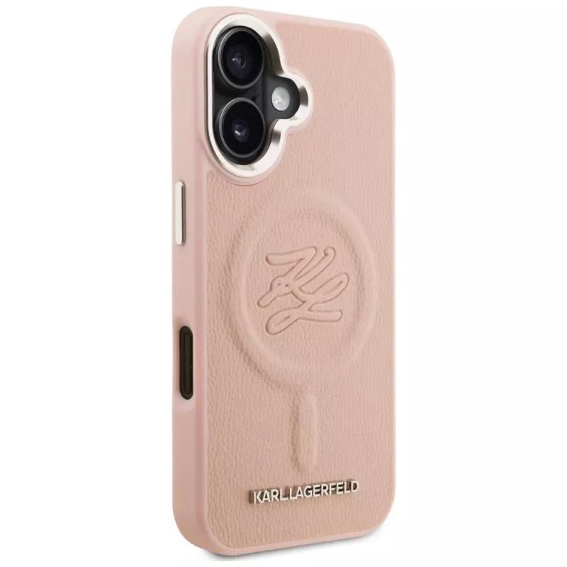 Karl Lagerfeld Initial & Metal Logo MagSafe puzdro pre iPhone 16 ružová