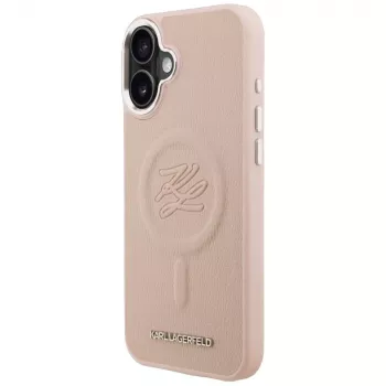 Karl Lagerfeld Initial & Metal Logo MagSafe puzdro pre iPhone 16 Plus ružová