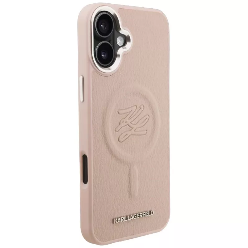Karl Lagerfeld Initial & Metal Logo MagSafe puzdro pre iPhone 16 Plus ružová