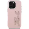 KARL LAGERFELD FW Grained Signature Logo tvrdé puzdro pre iPhone 16 Pro, ružová