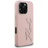 KARL LAGERFELD FW Grained Signature Logo tvrdé puzdro pre iPhone 16 Pro, ružová