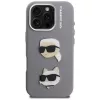 Karl Lagerfeld FW Grained Karl & Choupette Heads Pins puzdro pre iPhone 16 Pro sivá