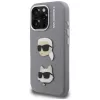 KARL LAGERFELD FW Grained Karl & Choupette Heads Pins puzdro pre iPhone 16 Pro Max, sivá