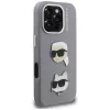 KARL LAGERFELD FW Grained Karl & Choupette Heads Pins puzdro pre iPhone 16 Pro Max, sivá