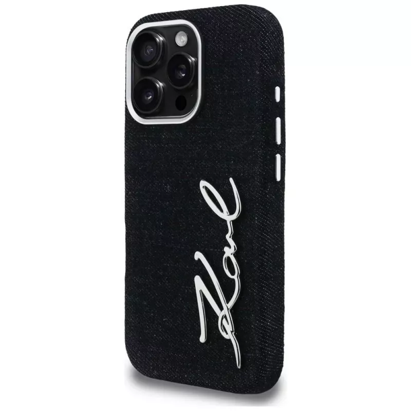 KARL LAGERFELD FW Jeans Signature Logo puzdro pre iPhone 16 Pro Max, čierna