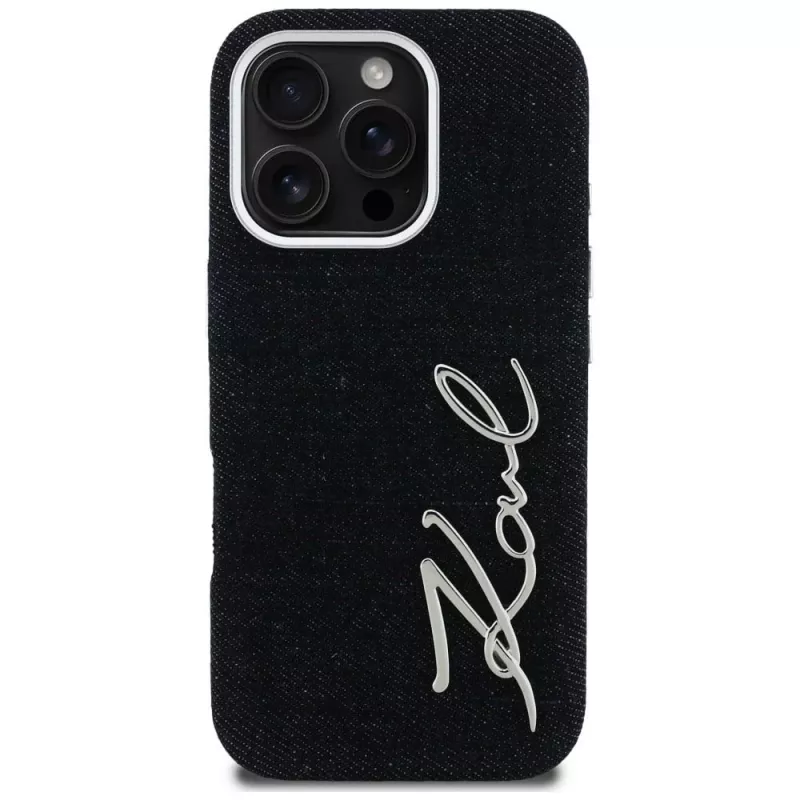 KARL LAGERFELD FW Jeans Signature Logo puzdro pre iPhone 16 Pro Max, čierna