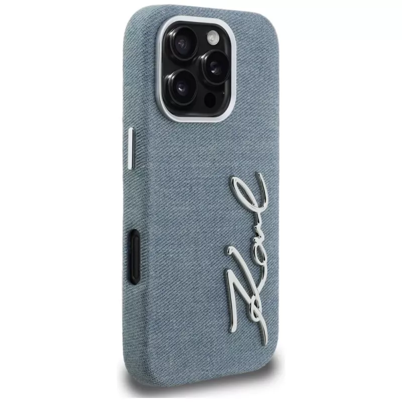Karl Lagerfeld FW Jeans Signature Logo puzdro pre iPhone 16 Pro, modrá