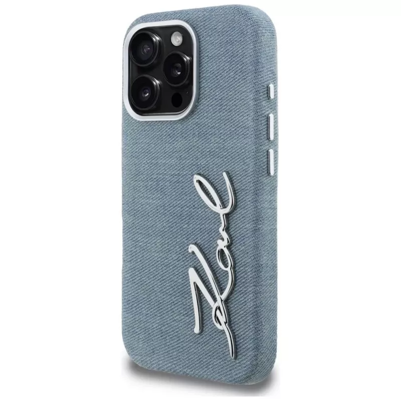 KARL LAGERFELD FW Jeans Signature Logo puzdro pre iPhone 16 Pro Max, modrá