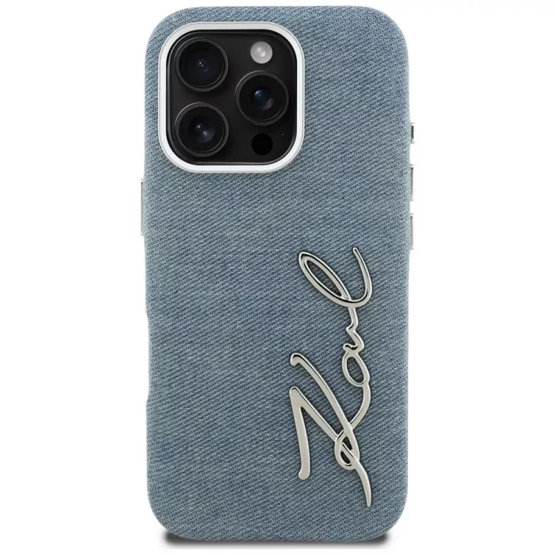 KARL LAGERFELD FW Jeans Signature Logo puzdro pre iPhone 16 Pro Max, modrá