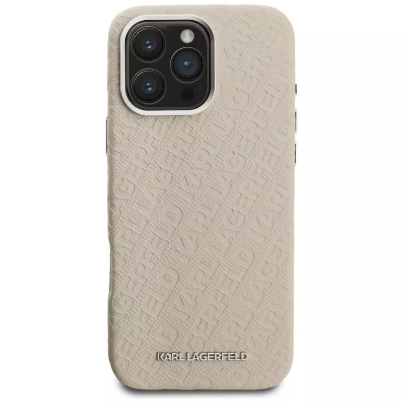 KARL LAGERFELD FW Stamped Karl MagSafe puzdro pre iPhone 16 Pro Max, béžová